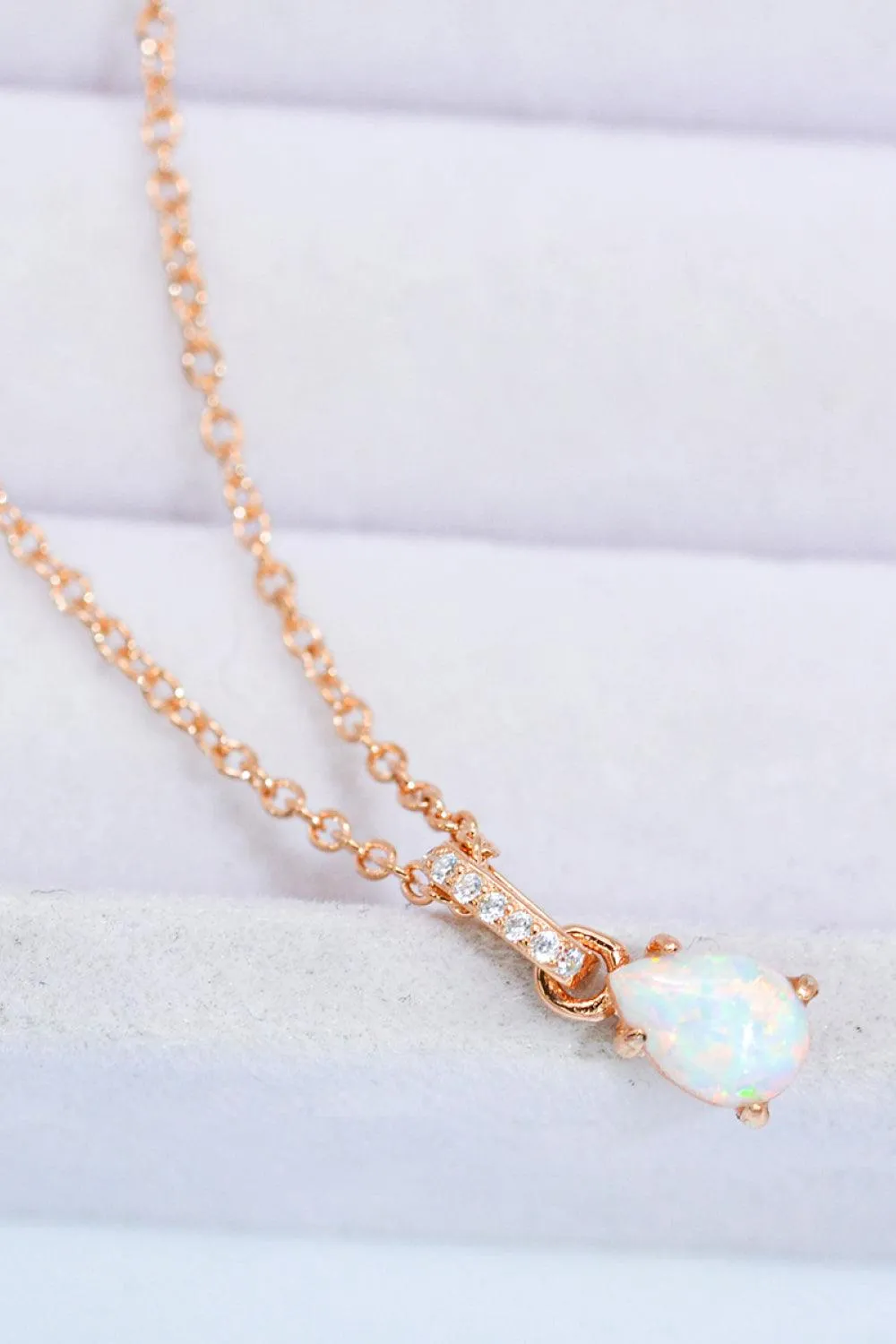 Hazel Blues® | Opal Pendant 925 Sterling Silver Chain-Link Necklace