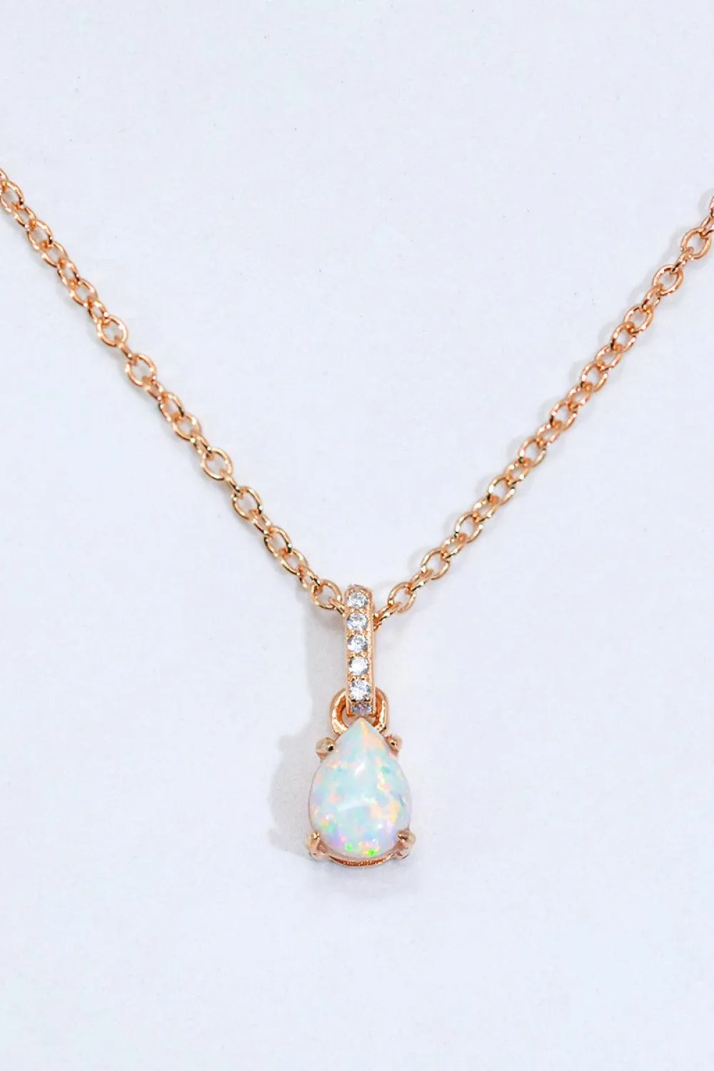 Hazel Blues® | Opal Pendant 925 Sterling Silver Chain-Link Necklace