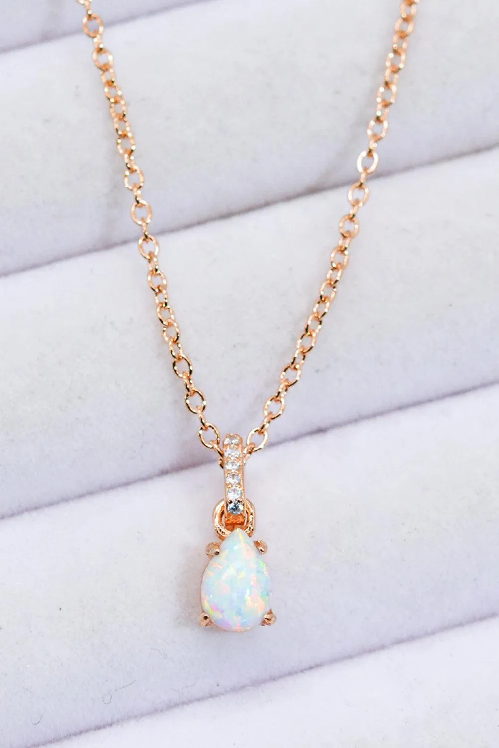 Hazel Blues® | Opal Pendant 925 Sterling Silver Chain-Link Necklace
