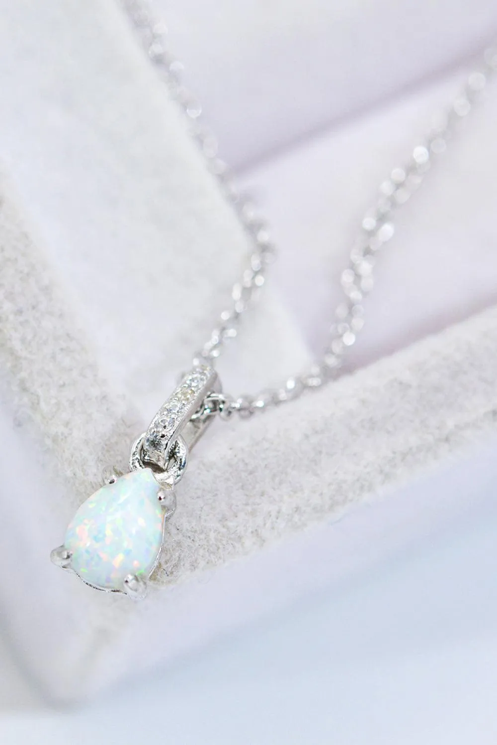 Hazel Blues® | Opal Pendant 925 Sterling Silver Chain-Link Necklace