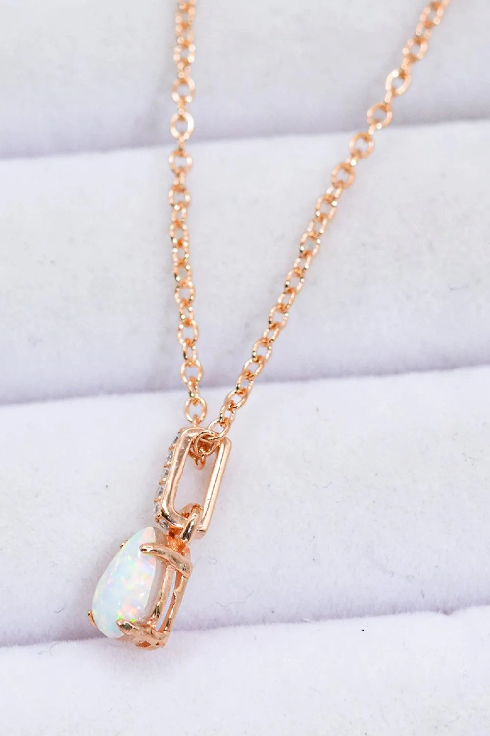 Hazel Blues® | Opal Pendant 925 Sterling Silver Chain-Link Necklace