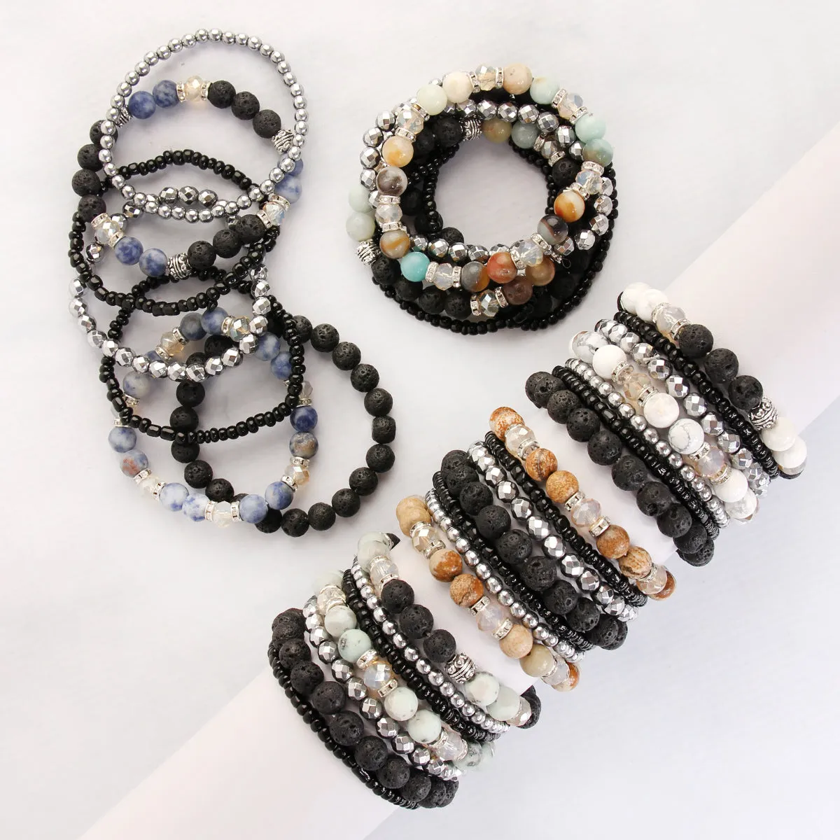 HDB2063 - Lava Stone Stack Bracelet Set