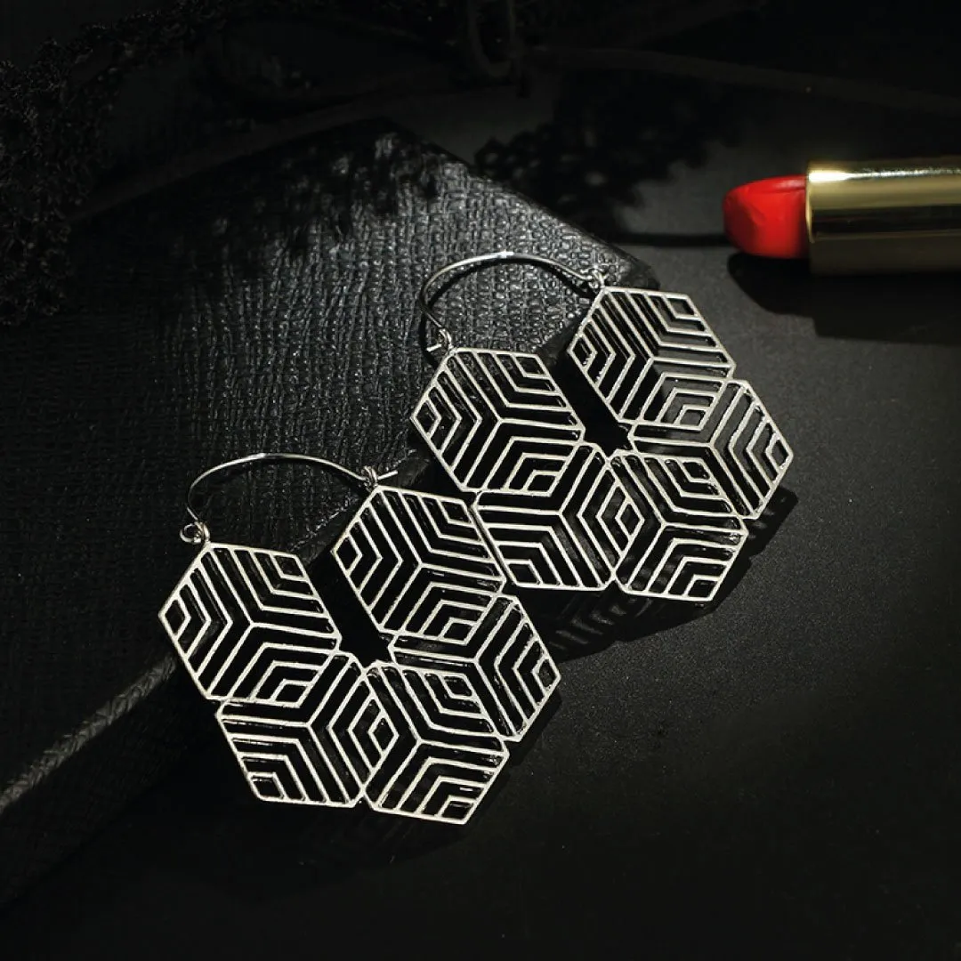 Hex -Silver Earrings