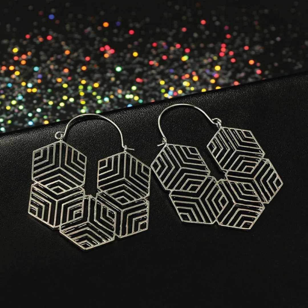 Hex -Silver Earrings