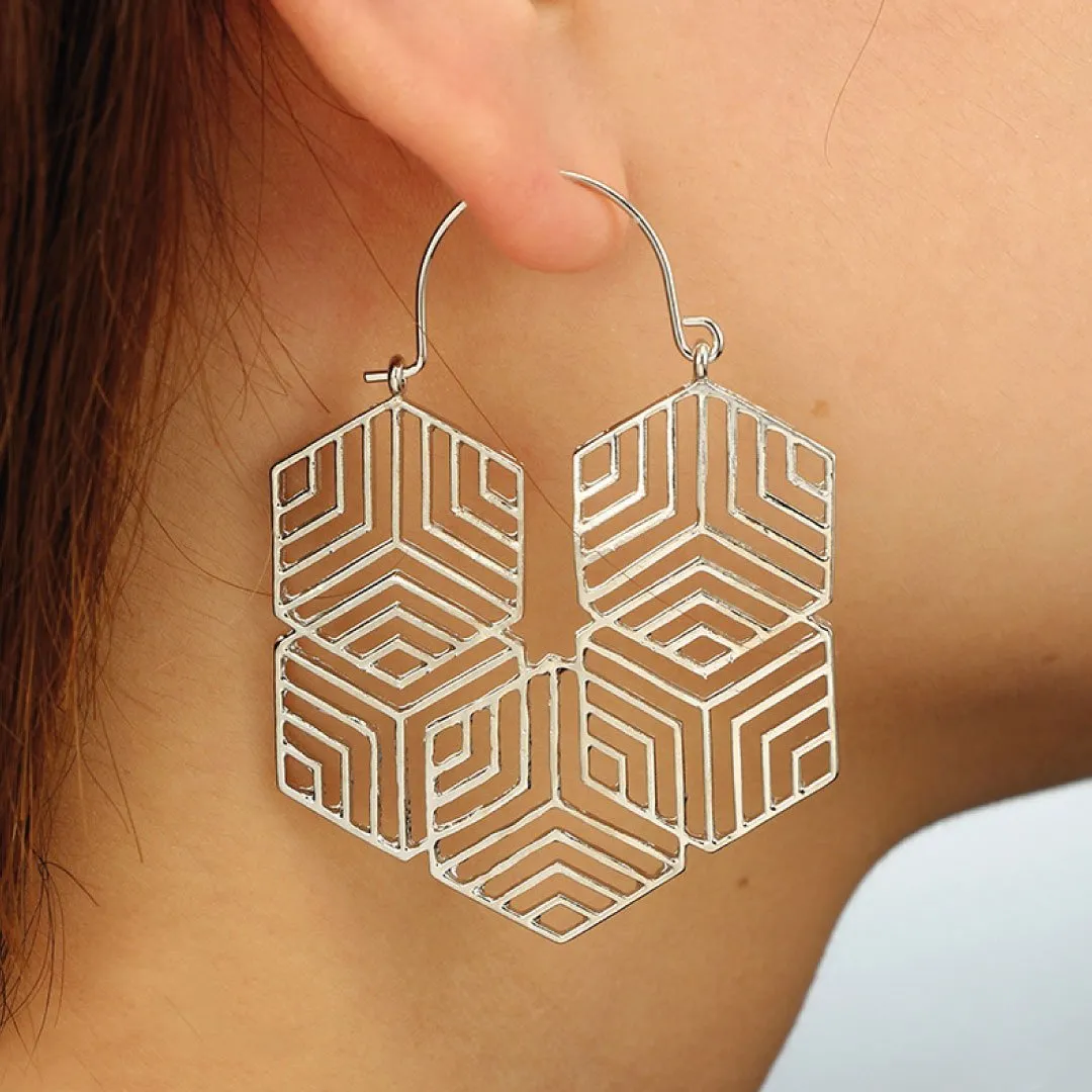 Hex -Silver Earrings