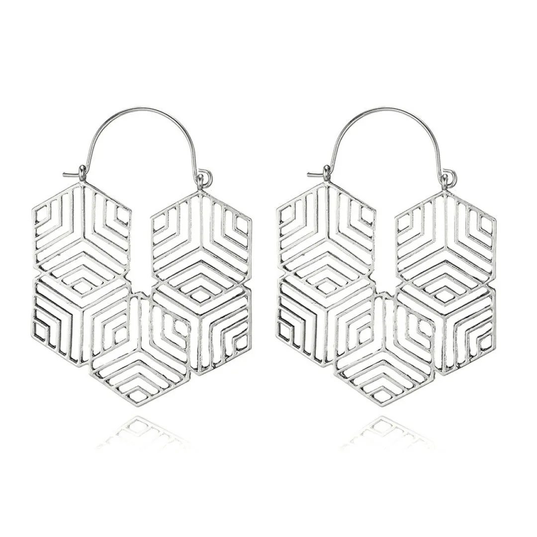 Hex -Silver Earrings