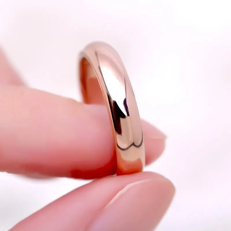 High Quality 4mm Wholesale Simple Ring Fashion Rose Gold Ring Men's and Women's Exclusive Couple Wedding Ring