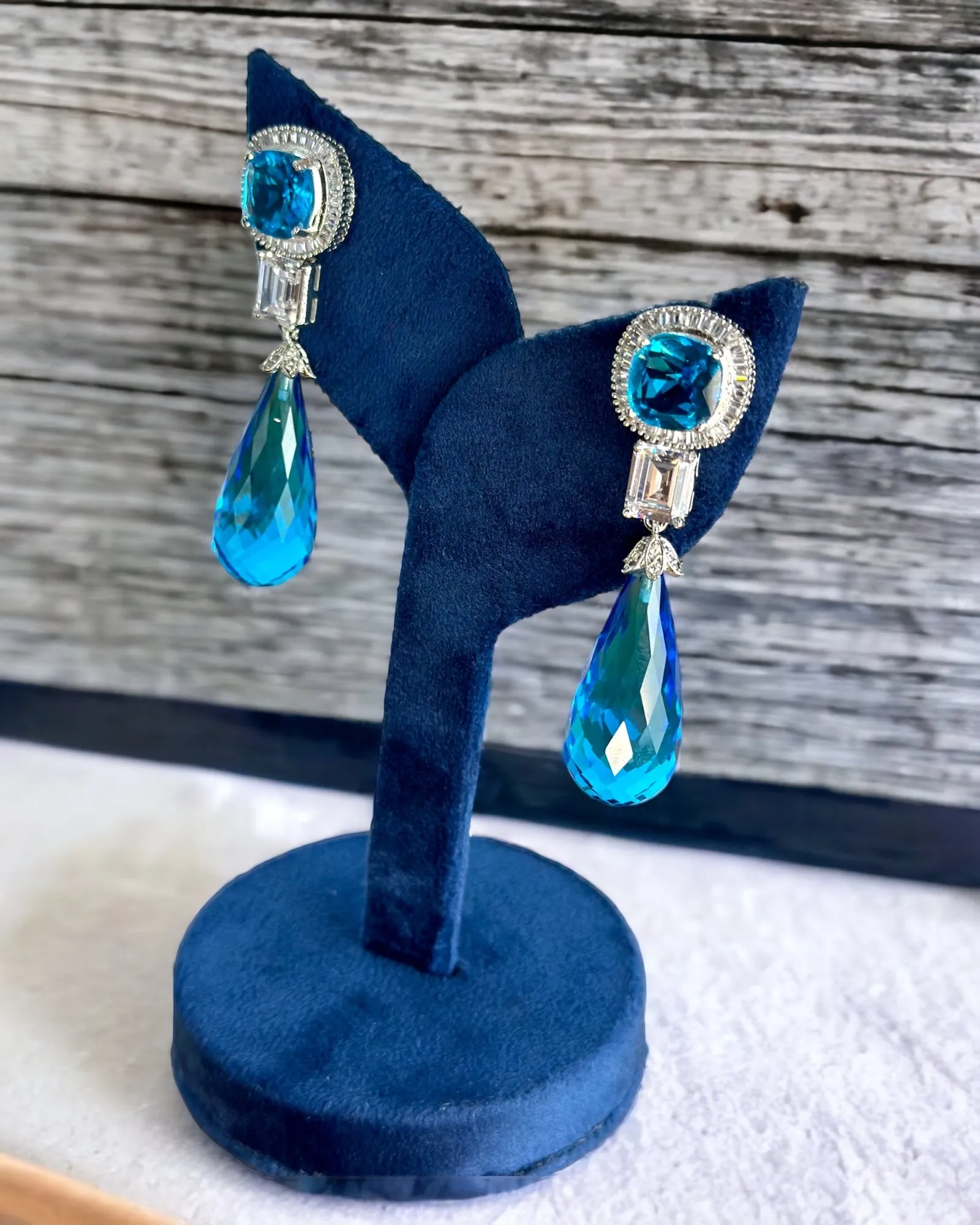 Hues of Blue modern hydro stone earrings