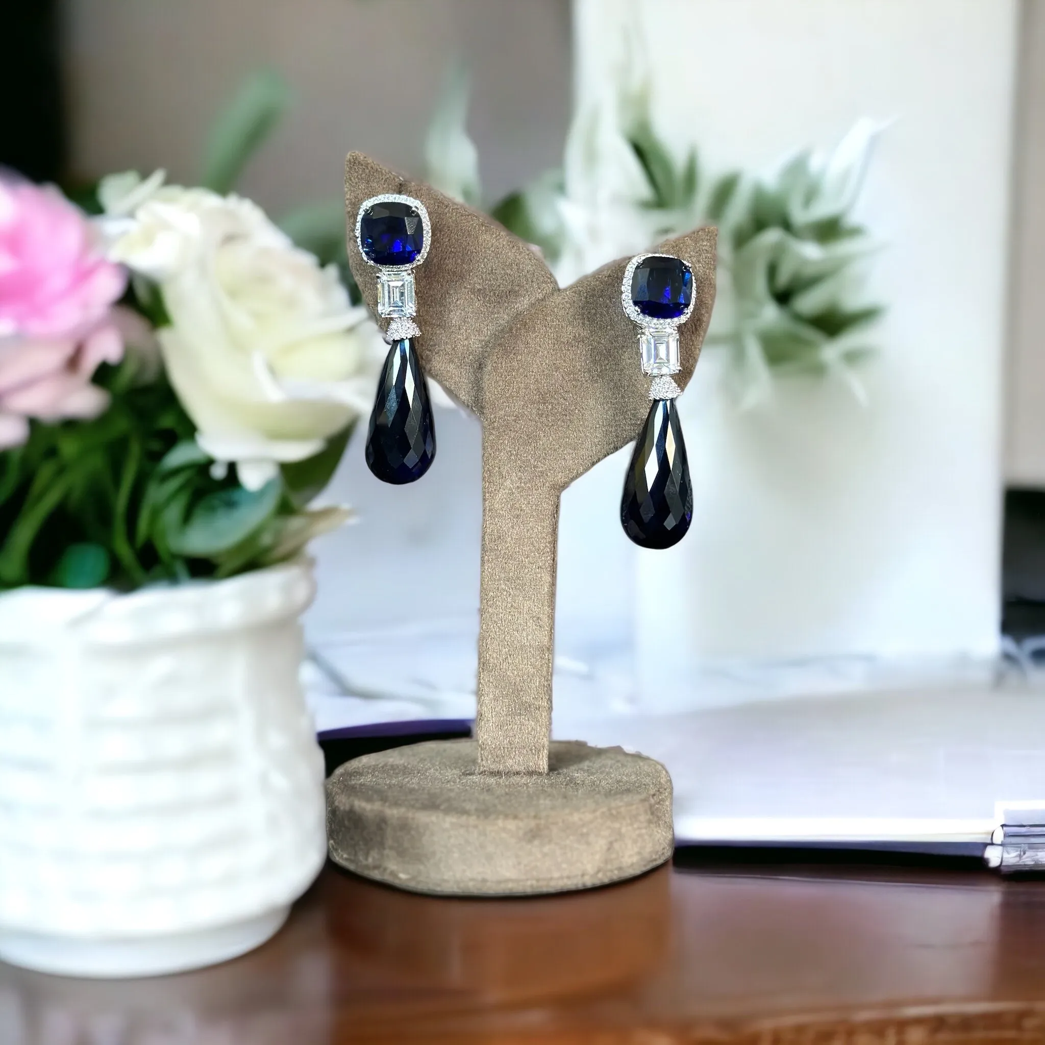 Hues of Blue modern hydro stone earrings