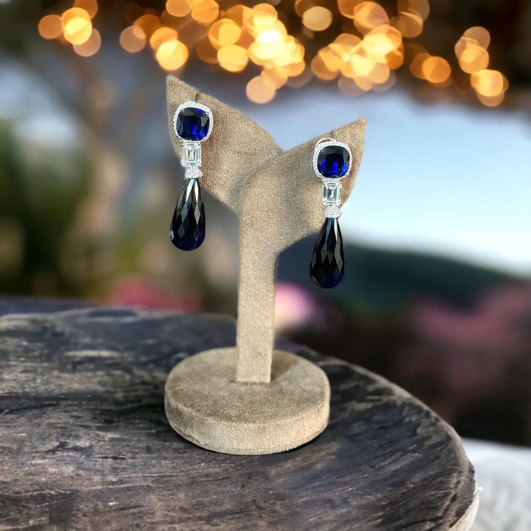 Hues of Blue modern hydro stone earrings