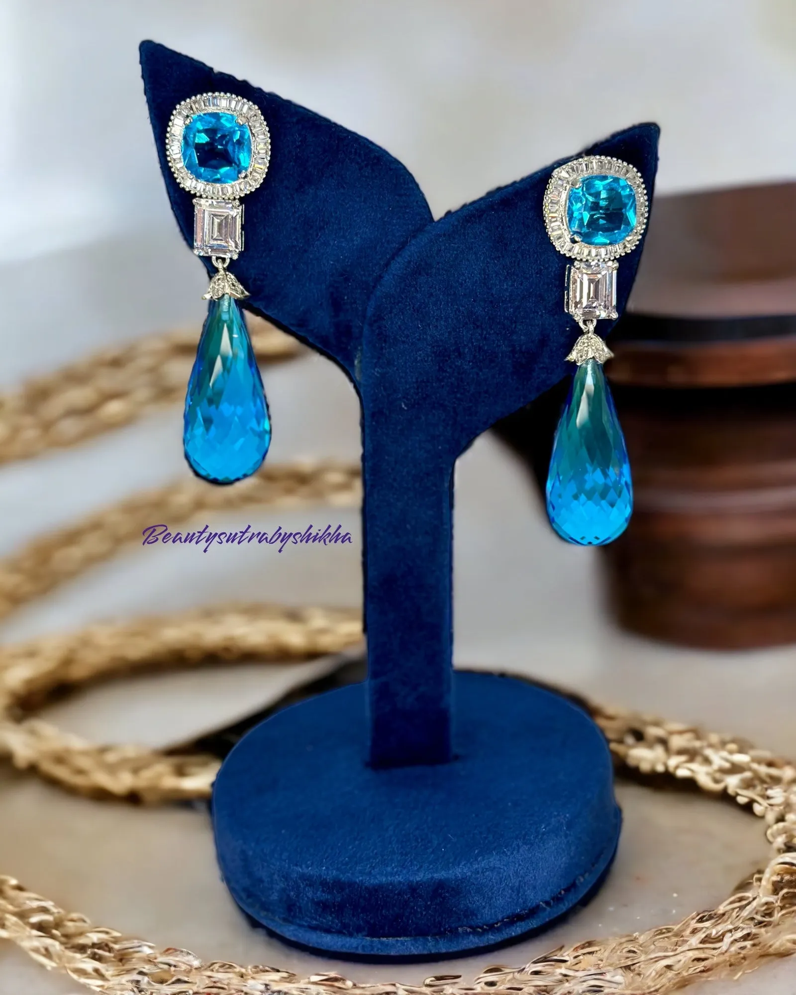 Hues of Blue modern hydro stone earrings