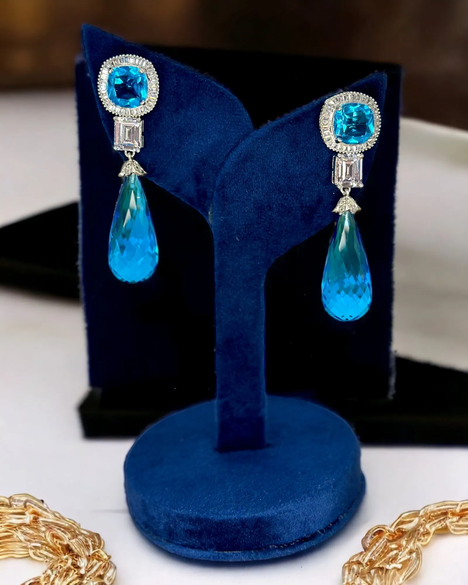 Hues of Blue modern hydro stone earrings