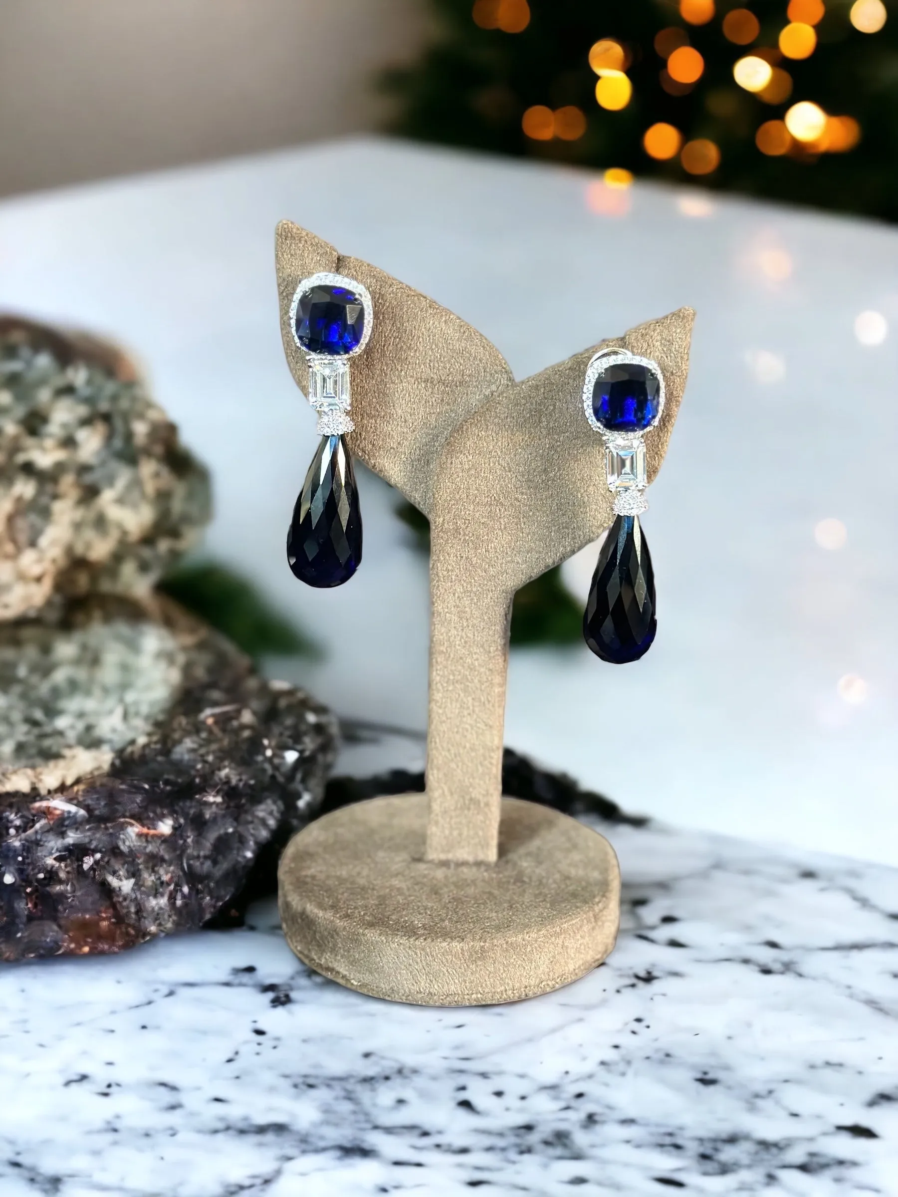 Hues of Blue modern hydro stone earrings