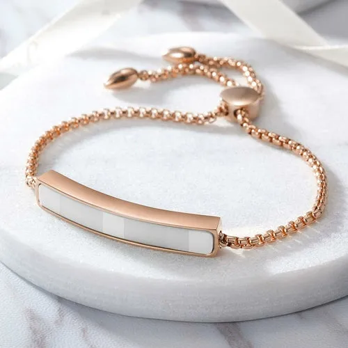 Hypoallergenic Gold Plated Chain Bracelet for Women - Adjustable Bar Design