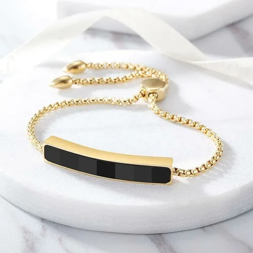 Hypoallergenic Gold Plated Chain Bracelet for Women - Adjustable Bar Design