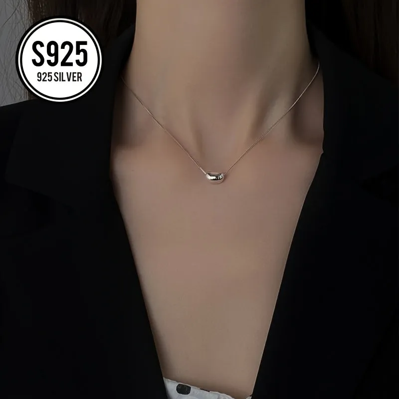 Hypoalljsonergenic Round Bean Necklace Women's Minimalist Style Bean