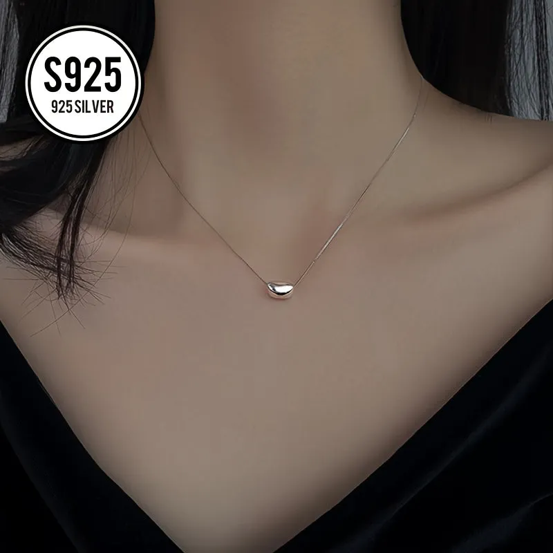 Hypoalljsonergenic Round Bean Necklace Women's Minimalist Style Bean