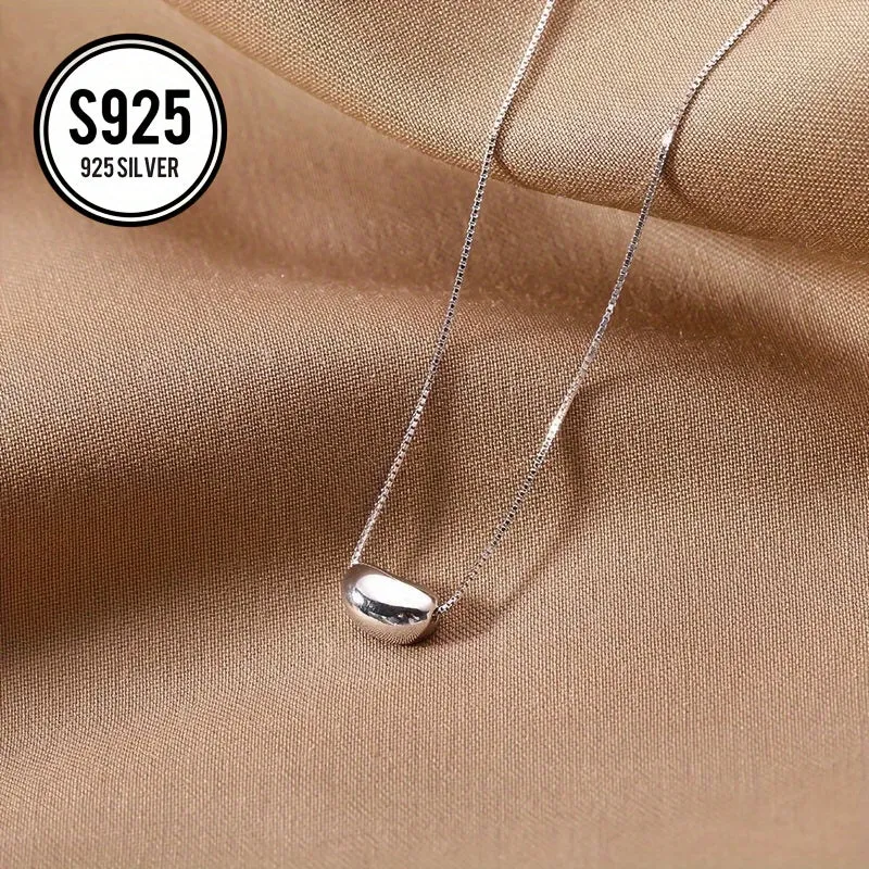 Hypoalljsonergenic Round Bean Necklace Women's Minimalist Style Bean