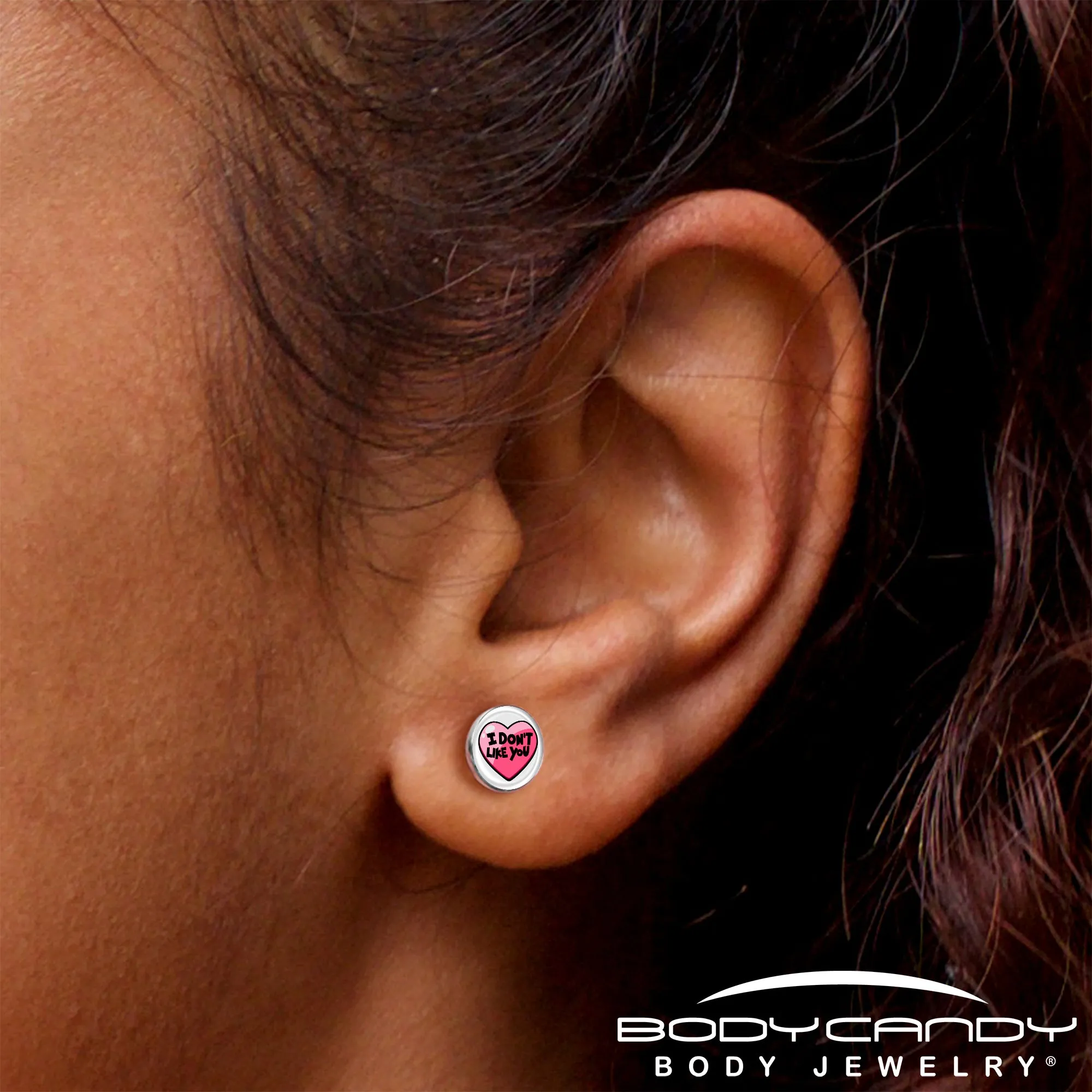 I Don't Like You Valentine Heart Stud Earrings