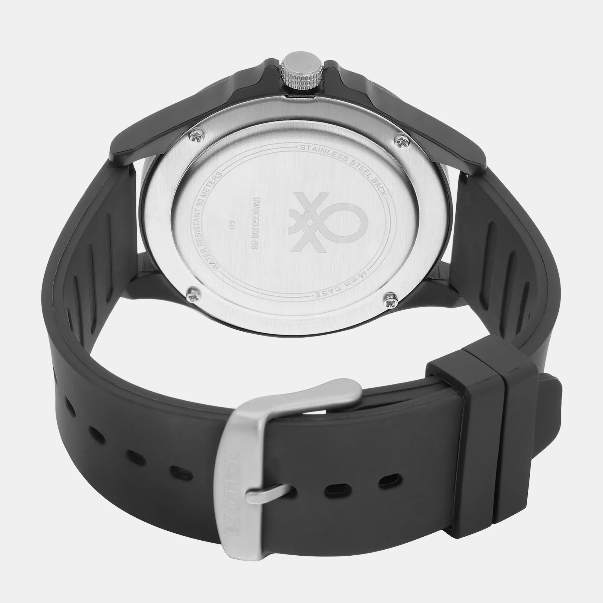 Iconic Black Men's 3 Hands Analog Silicon Watch UWUCG0308