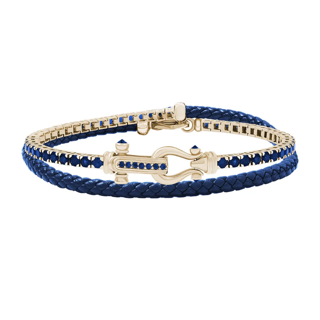 Iconic Tennis & Leather Wrap Bracelet in Gold