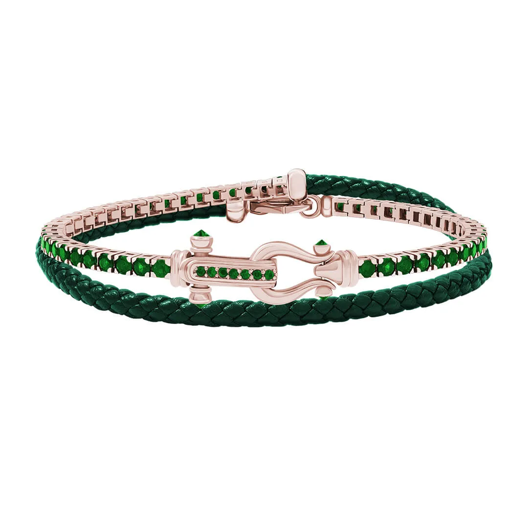 Iconic Tennis & Leather Wrap Bracelet in Gold