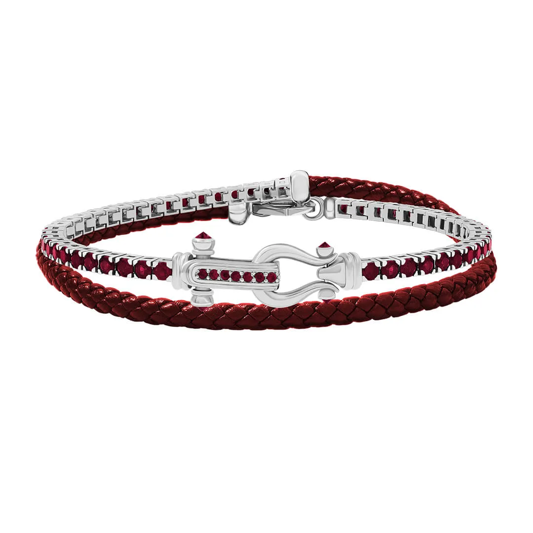 Iconic Tennis & Leather Wrap Bracelet in Gold