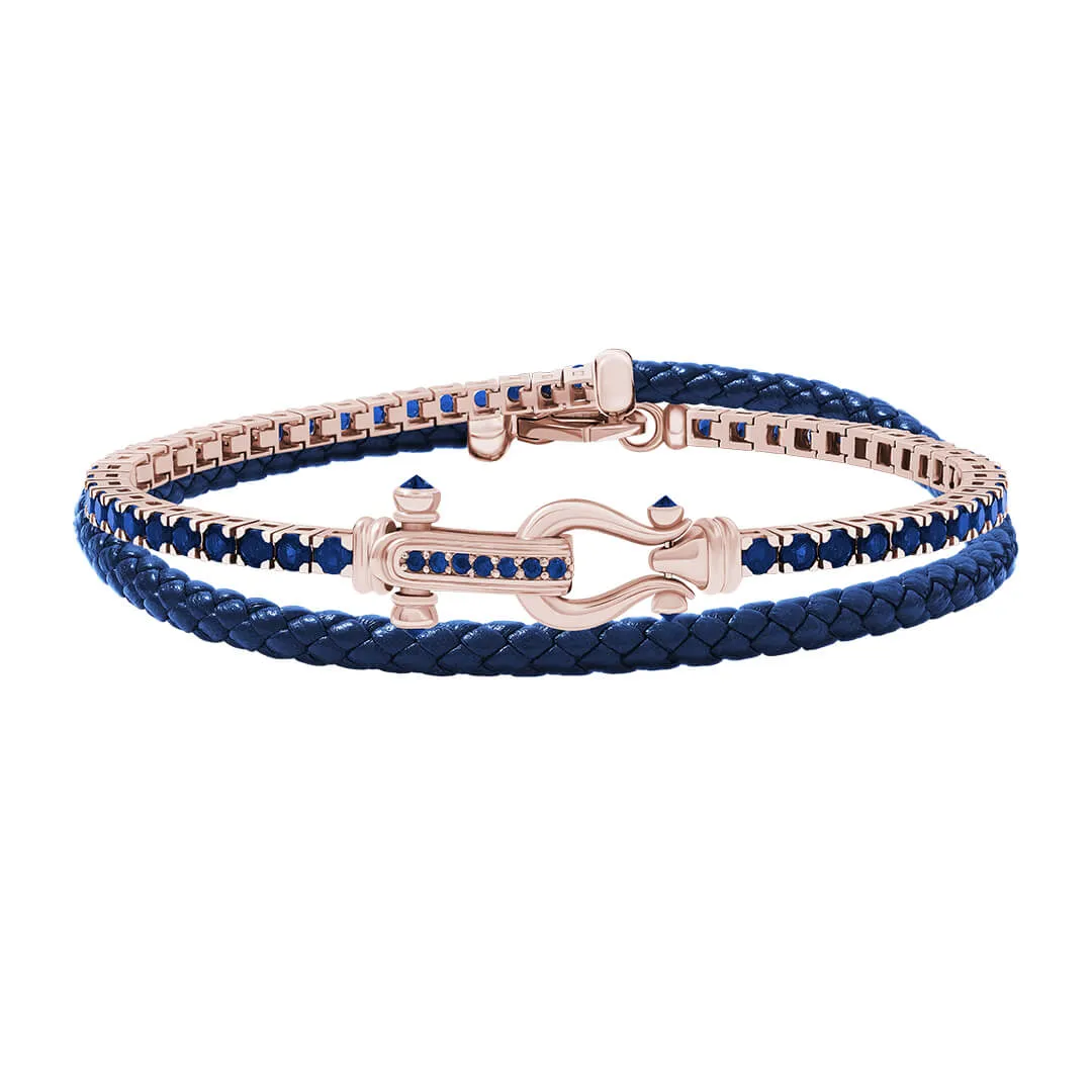 Iconic Tennis & Leather Wrap Bracelet in Gold
