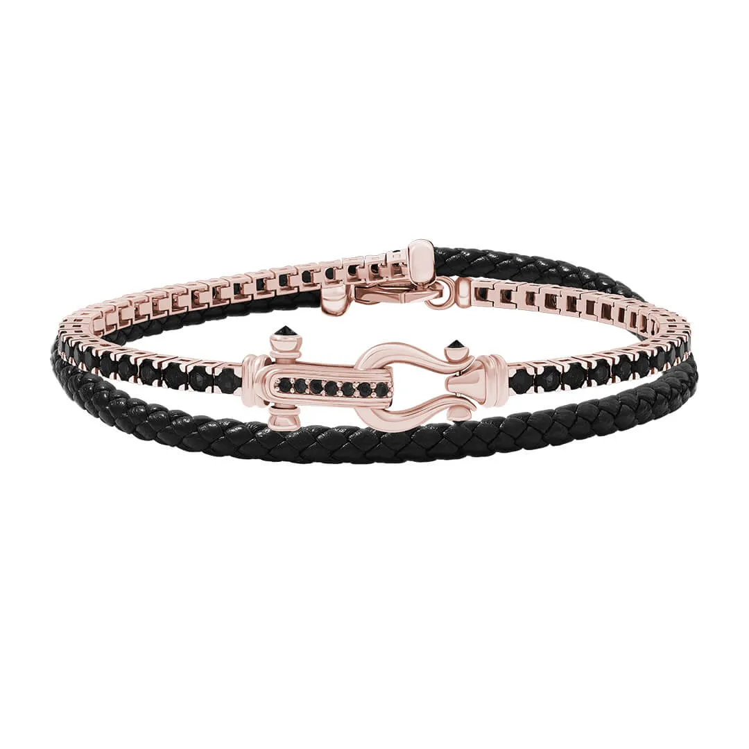 Iconic Tennis & Leather Wrap Bracelet in Gold