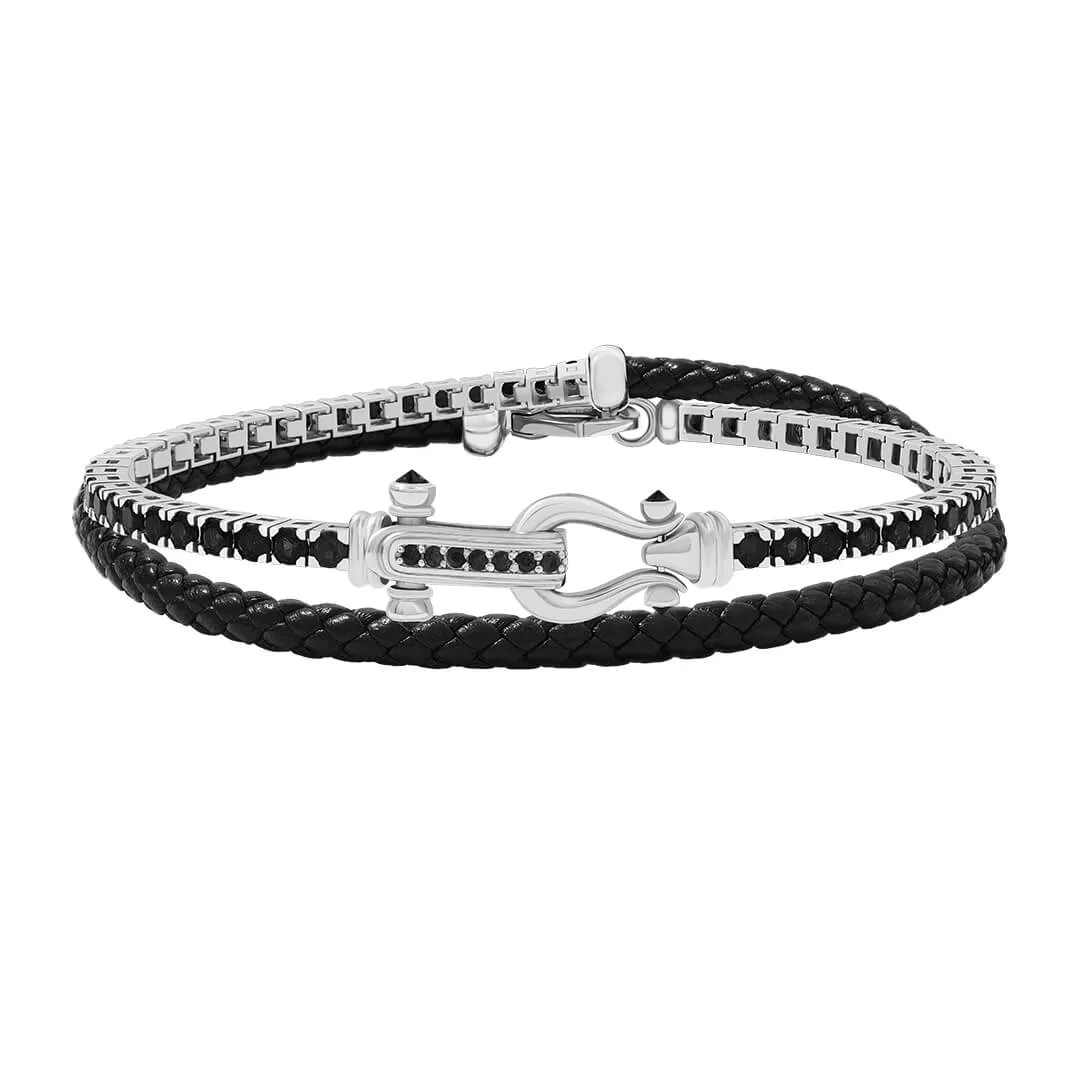 Iconic Tennis & Leather Wrap Bracelet in Gold