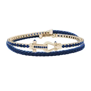 Iconic Tennis & Leather Wrap Bracelet in Gold