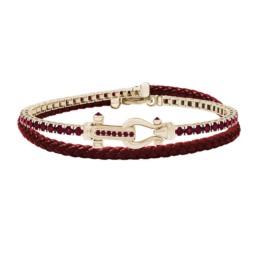 Iconic Tennis & Leather Wrap Bracelet in Gold