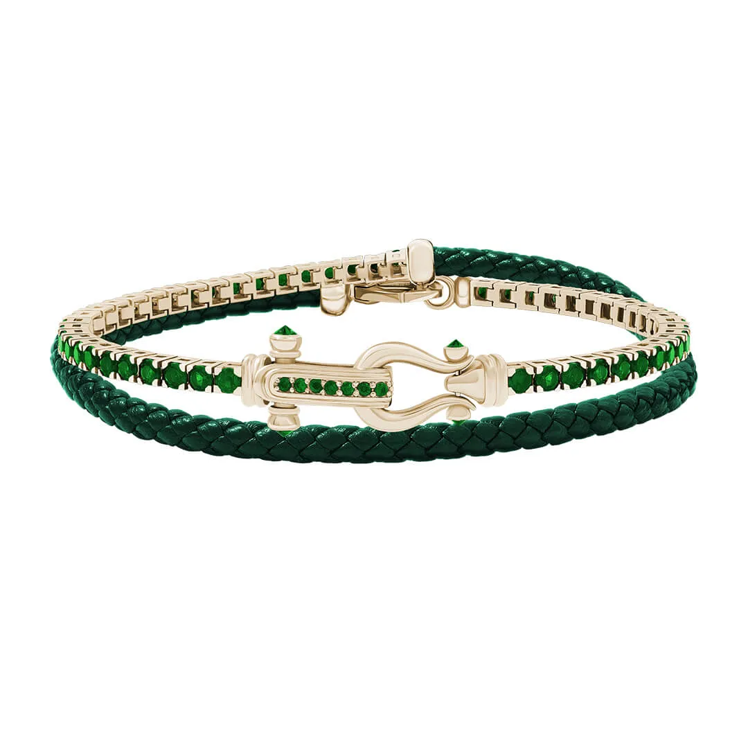 Iconic Tennis & Leather Wrap Bracelet in Gold