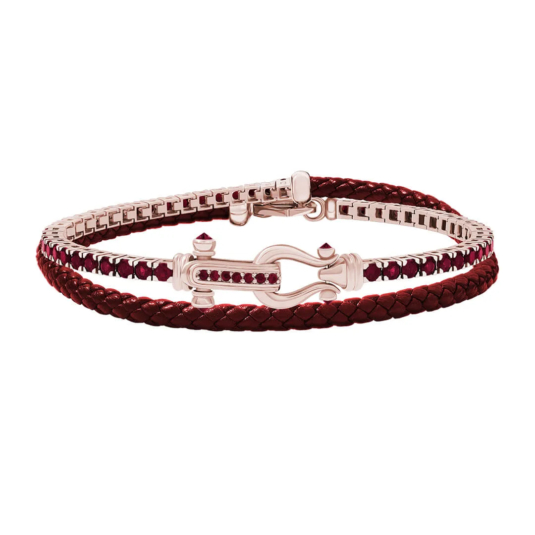 Iconic Tennis & Leather Wrap Bracelet in Gold