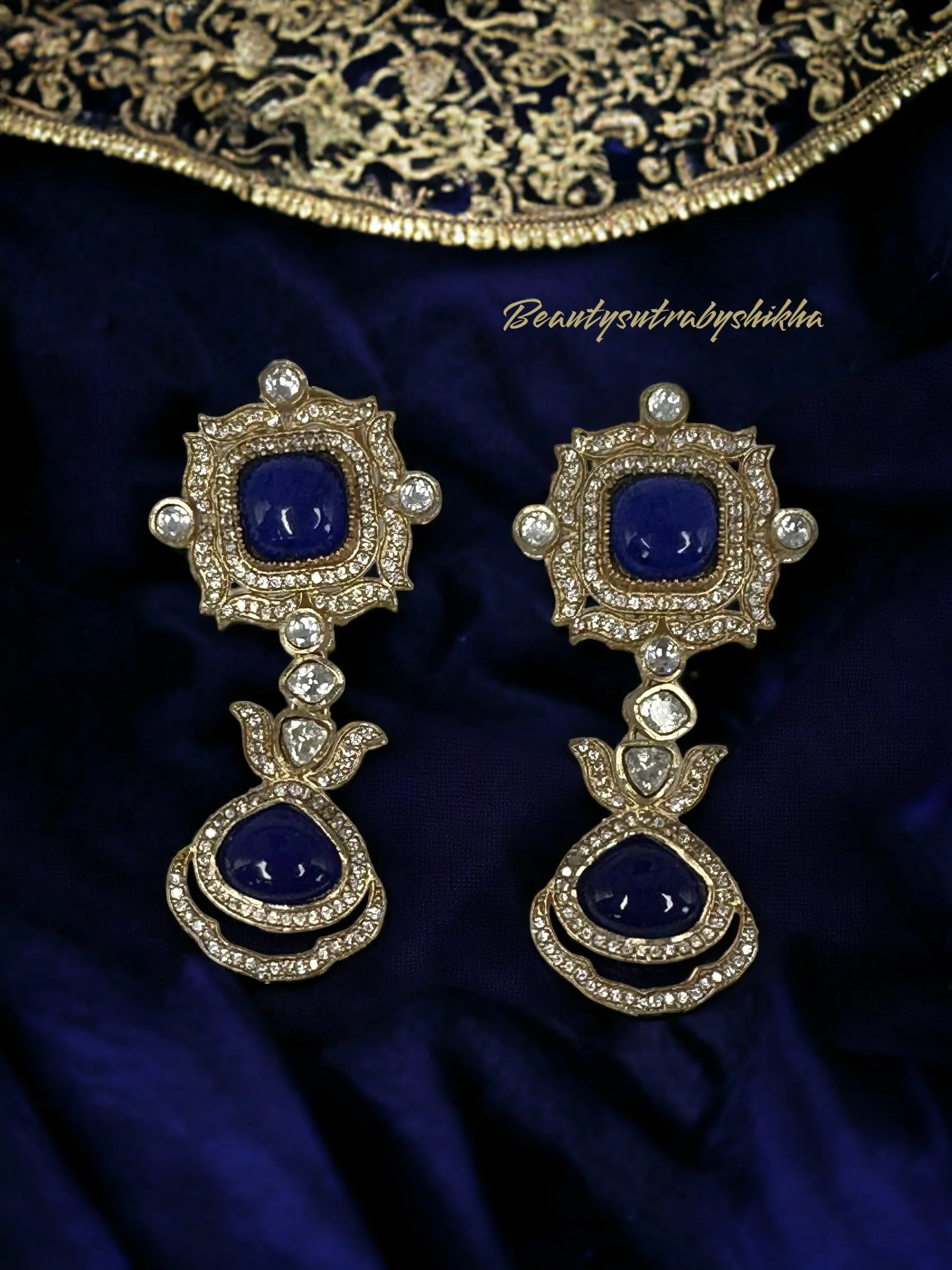 Indigo blue modern earrings