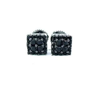 IRRADIATE 925 CZ BLACK ICED OUT EARRINGS | 9212733