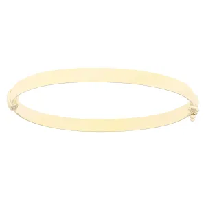 Italian 14k Yellow Gold Polished Rounded Hollow Bangle Bracelet 7" 5mm