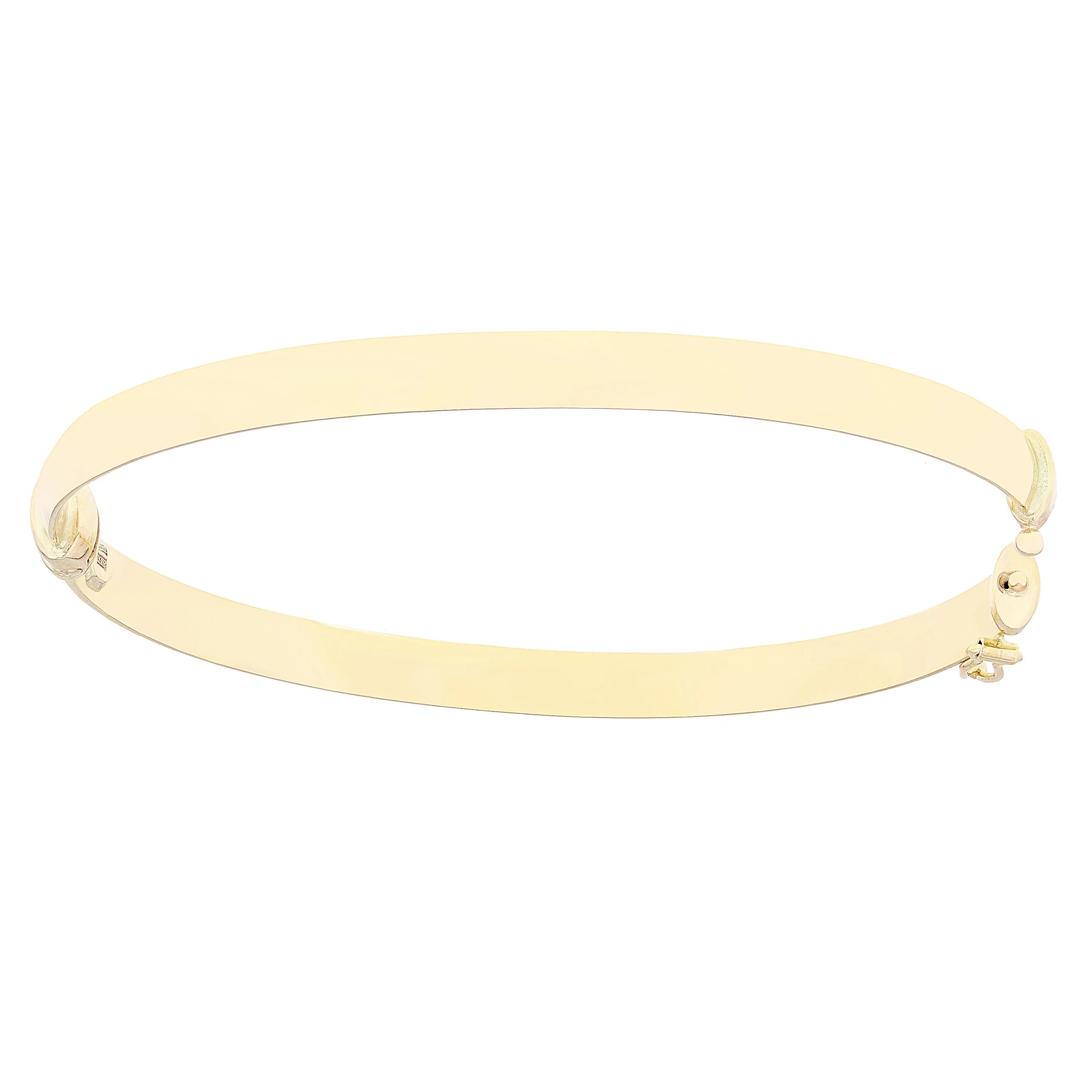 Italian 14k Yellow Gold Polished Rounded Hollow Bangle Bracelet 7" 5mm