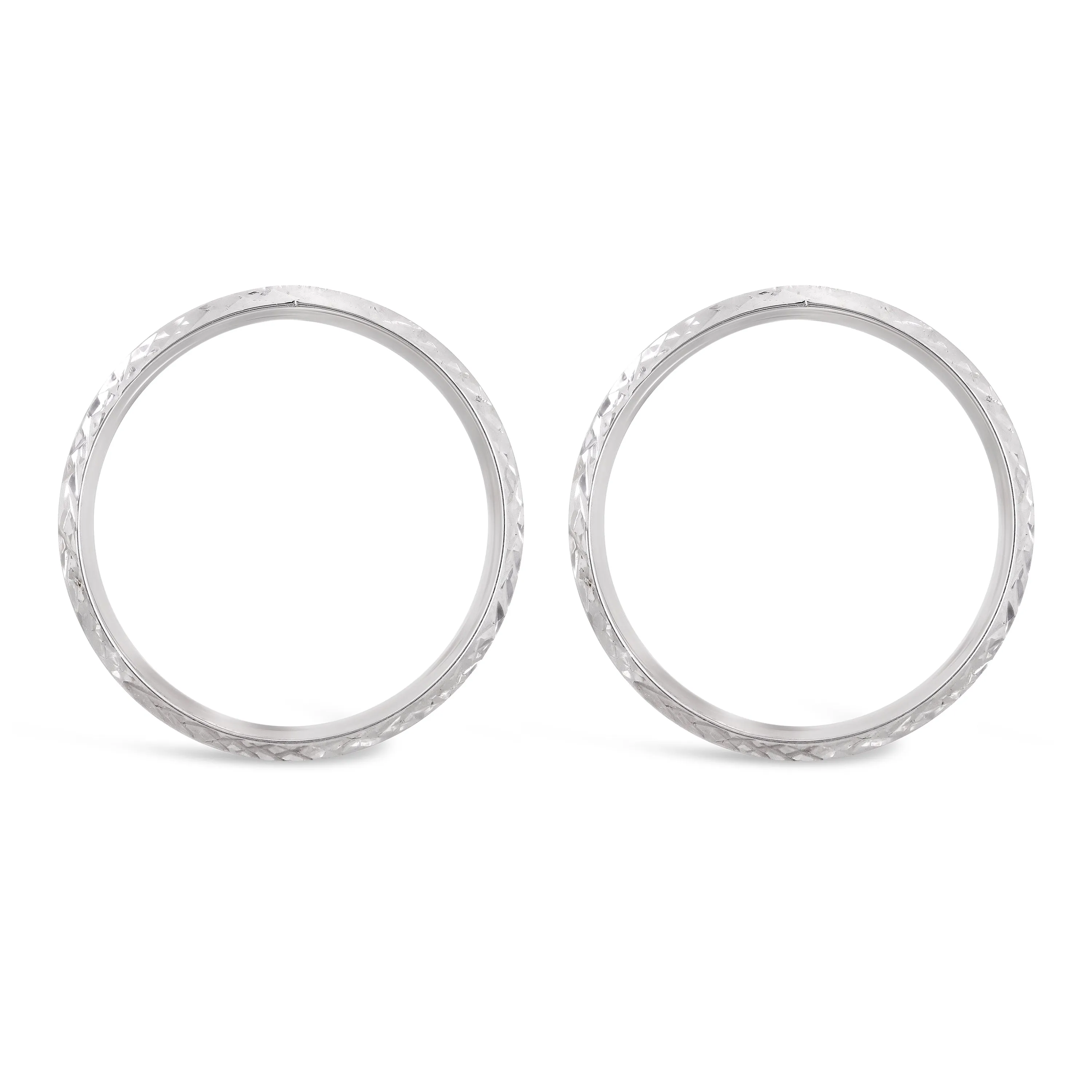 Italian 14k Yellow or White Gold Diamond-Cut Eternity Circle Hoop Stud Earrings