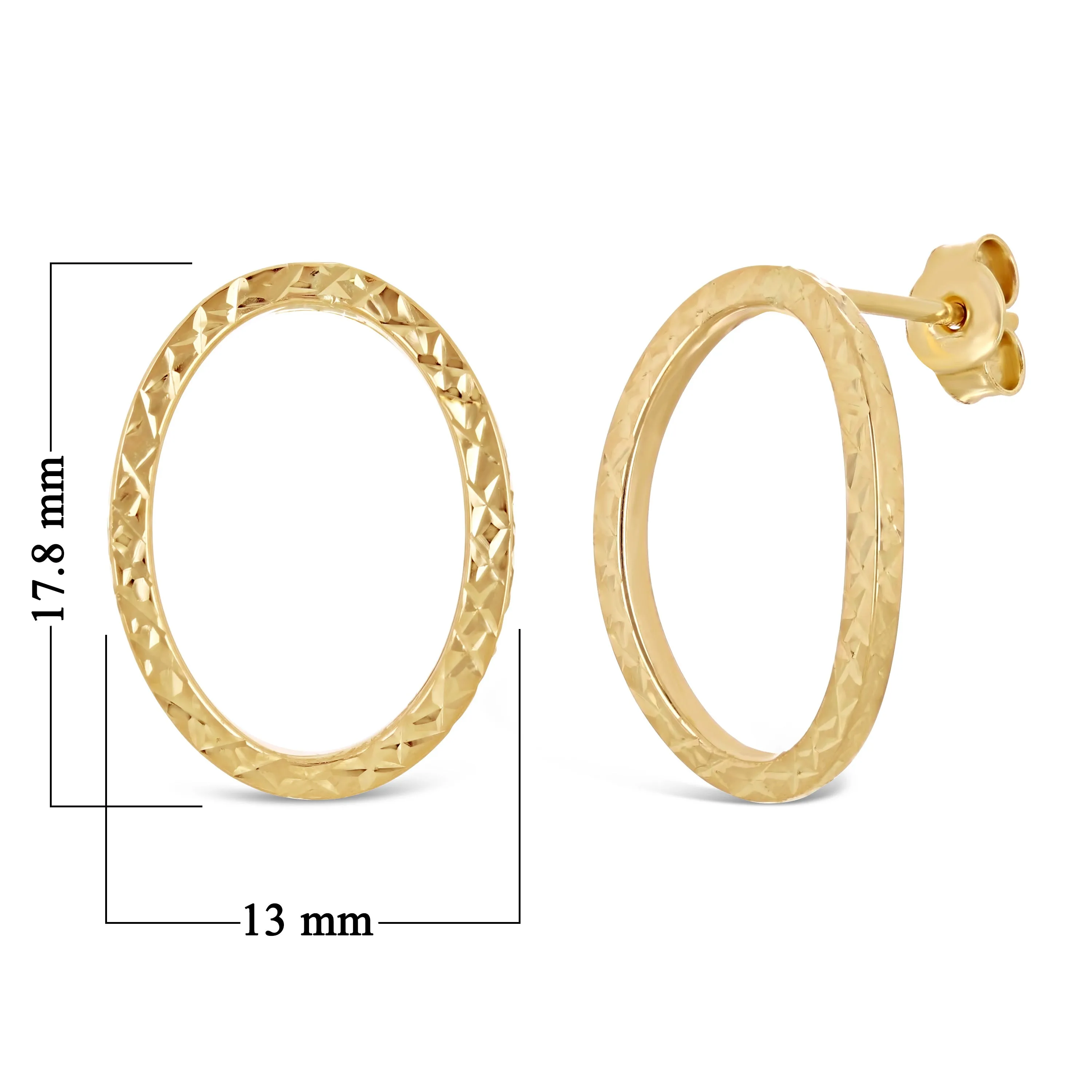 Italian 14k Yellow or White Gold Diamond-Cut Eternity Circle Hoop Stud Earrings