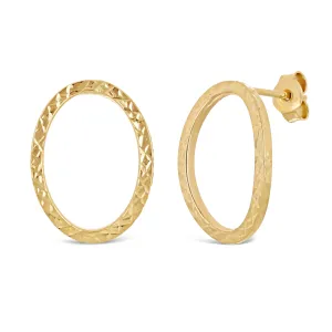 Italian 14k Yellow or White Gold Diamond-Cut Eternity Circle Hoop Stud Earrings