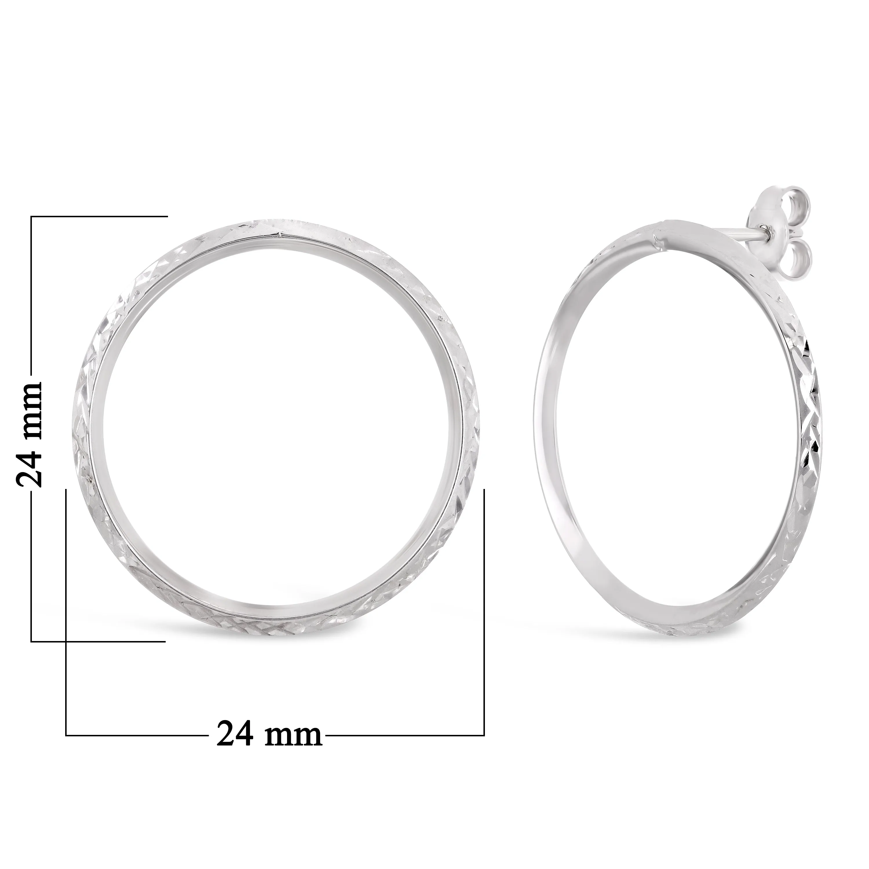 Italian 14k Yellow or White Gold Diamond-Cut Eternity Circle Hoop Stud Earrings