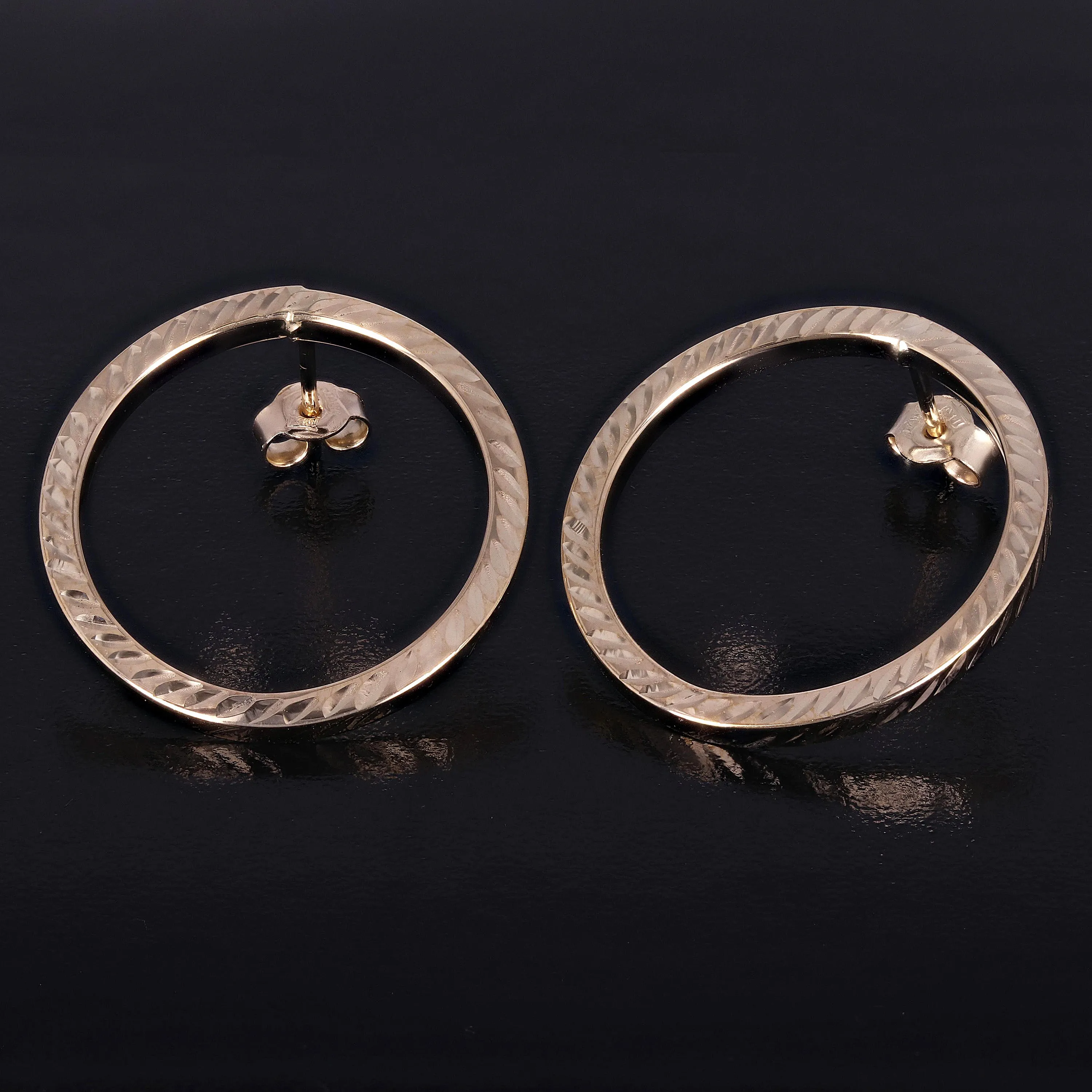 Italian 14k Yellow or White Gold Diamond-Cut Eternity Circle Hoop Stud Earrings