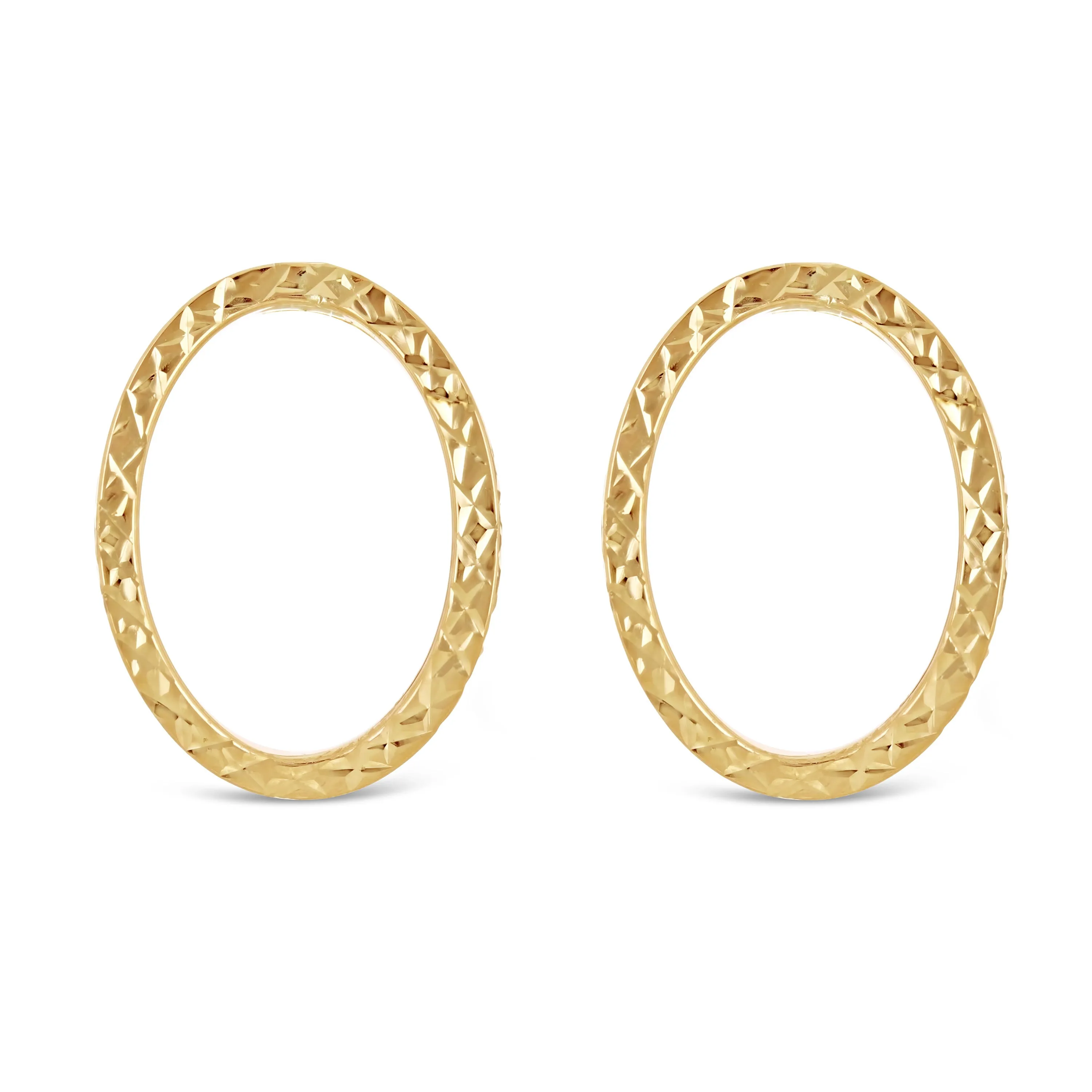 Italian 14k Yellow or White Gold Diamond-Cut Eternity Circle Hoop Stud Earrings