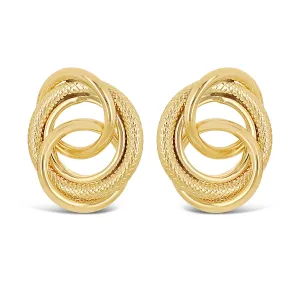 Italian 14k Yellow White or Rose Gold Rope Eternity Love Knot Stud Earrings