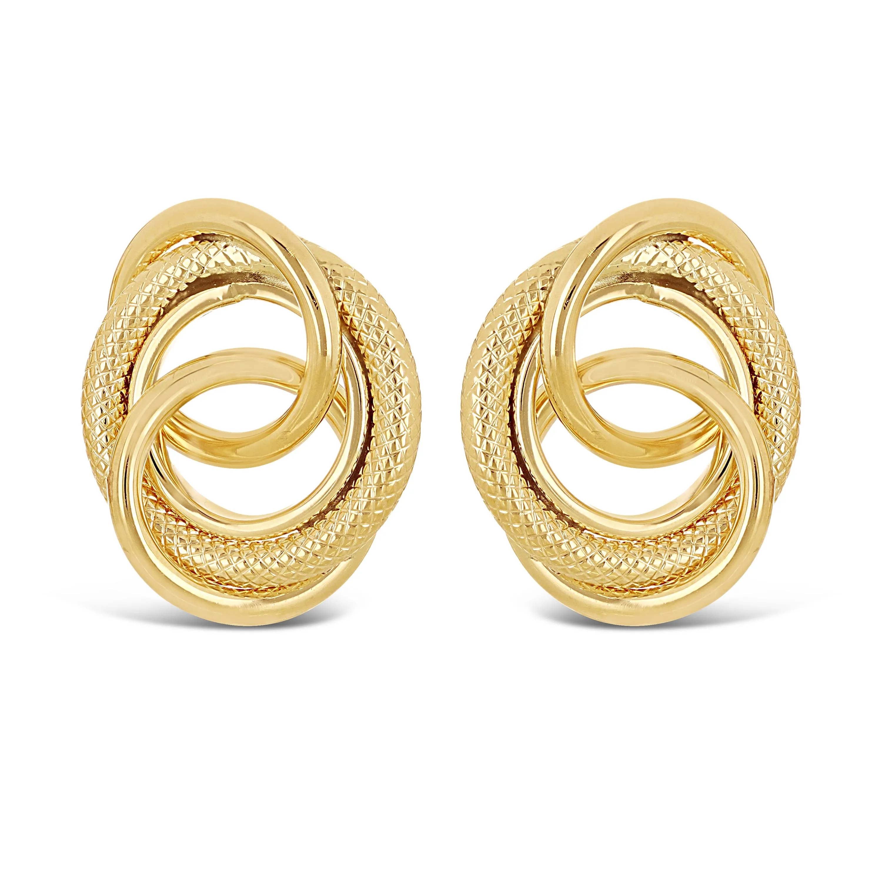Italian 14k Yellow White or Rose Gold Rope Eternity Love Knot Stud Earrings