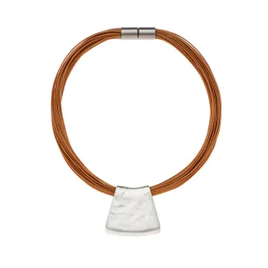 Jessica - Ochre cord & sterling silver pendant necklace