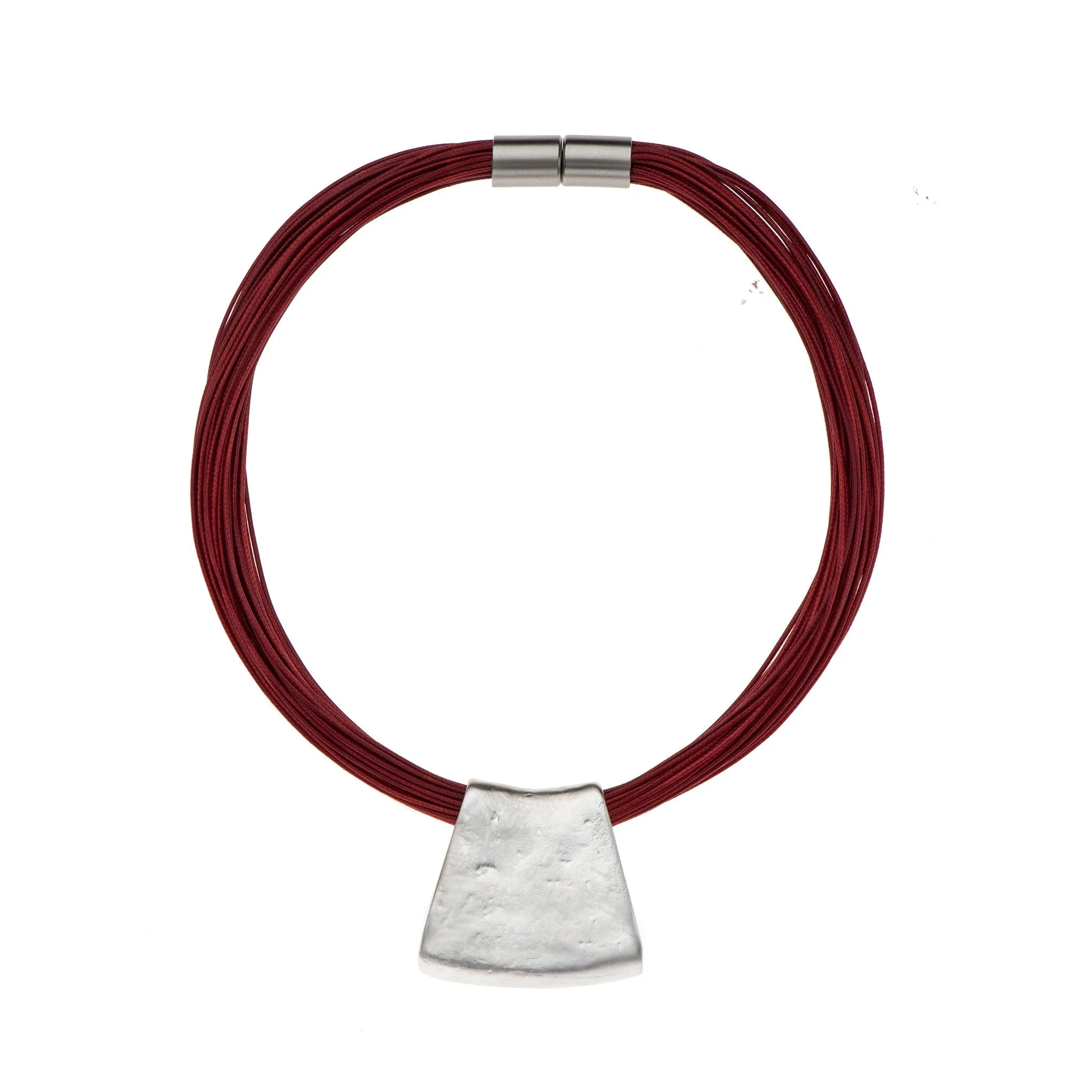 Jessica - Ochre cord & sterling silver pendant necklace