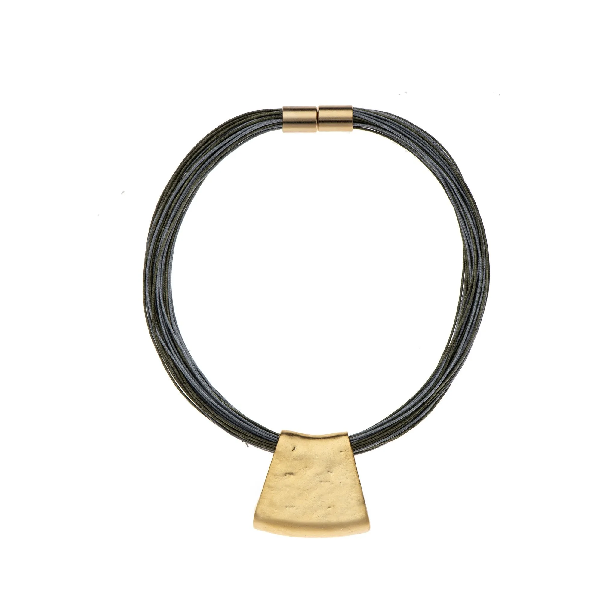 Jessica - Ochre cord & sterling silver pendant necklace