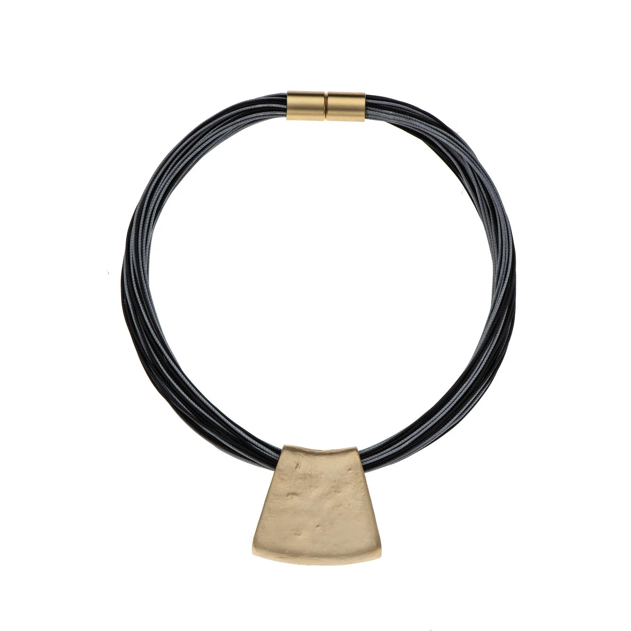 Jessica - Ochre cord & sterling silver pendant necklace